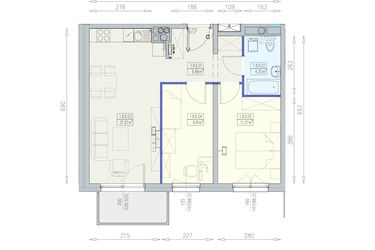 Rzut - Mieszkanie na sprzedaż 3 pokoje o powierzchni 54,24 m² - numer K1 1/8/6/3a w Południk 17 - budynek K1