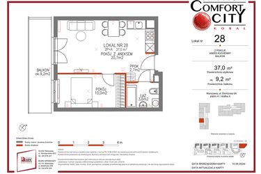 Rzut - Mieszkanie na sprzedaż 2 pokoje o powierzchni 37 m² - numer 28 w Comfort City Koral