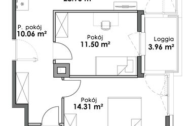 Rzut - Mieszkanie na sprzedaż 3 pokoje o powierzchni 71,06 m² - numer C1-18 w Slow City