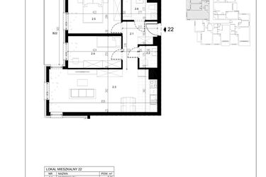 Rzut - Mieszkanie na sprzedaż 3 pokoje o powierzchni 65,29 m² - numer M22 w Trybuny Ludów 3