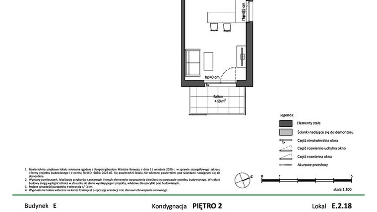 Rzut - Mieszkanie na sprzedaż 1 pokój o powierzchni 29,6 m² - numer E.2.18 w Nowy Świat Ostoja etap II - EFG