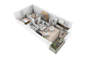 Rzut - Mieszkanie na sprzedaż 3 pokoje o powierzchni 58,54 m² - numer N5.15 w Osiedle Narcyzowe