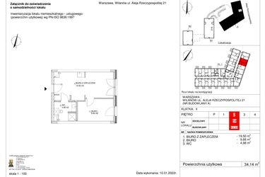Rzut - Lokal użytkowy na sprzedaż 2 pokoje o powierzchni 34,14 m² - numer 59 w RZ21