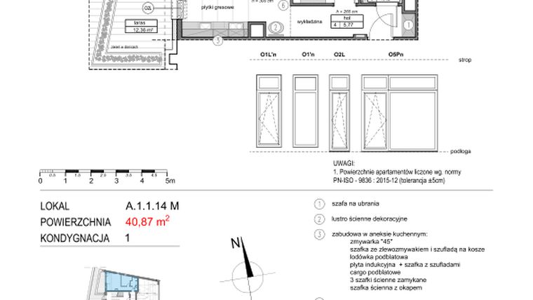 Rzut - Mieszkanie na sprzedaż 2 pokoje o powierzchni 41,16 m² - numer A.1.1.14M w Mikołajki Apartamenty
