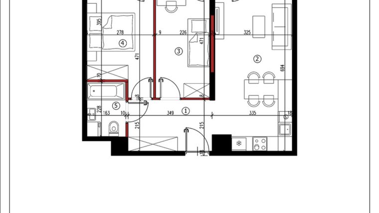 Rzut - Mieszkanie na sprzedaż 3 pokoje o powierzchni 55,32 m² - numer 6 w Andersa 3