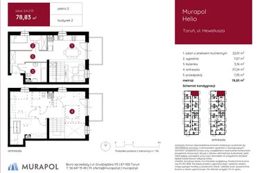 Rzut - Mieszkanie na sprzedaż 2 pokoje o powierzchni 78,52 m² - numer 2.A.2.13 w Murapol Helio