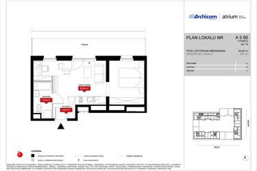 Rzut - Mieszkanie na sprzedaż 1 pokój o powierzchni 35,06 m² - numer A5 66 w Atrium - Nowy Szczepin
