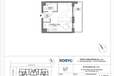 Rzut - Mieszkanie na sprzedaż 1 pokój o powierzchni 28,17 m² - numer A.1M17 w Dobre Miejsce