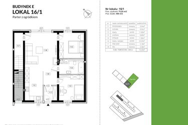 Rzut - Mieszkanie na sprzedaż 3 pokoje o powierzchni 75,2 m² - numer 16/1 w Szczęśliwa Polana