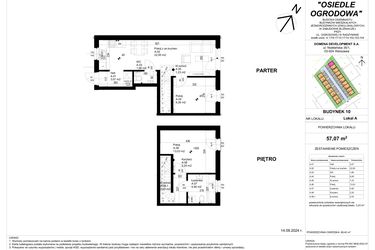 Rzut - Mieszkanie na sprzedaż 3 pokoje o powierzchni 57,07 m² - numer 10A w Osiedle Ogrodowa