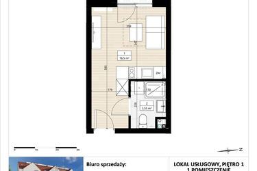 Rzut - Mieszkanie na sprzedaż 1 pokój o powierzchni 20,05 m² - numer B3/1/16 w Montano bud. B3 - apartamenty inwestycyjne