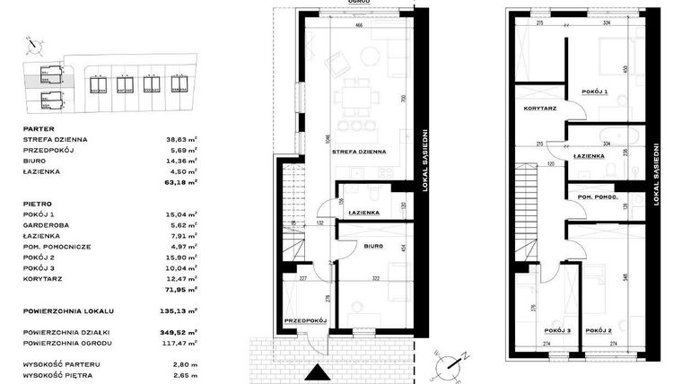 Rzut - Dom na sprzedaż 4 pokoje o powierzchni 135,13 m² - numer 55K w Widawa