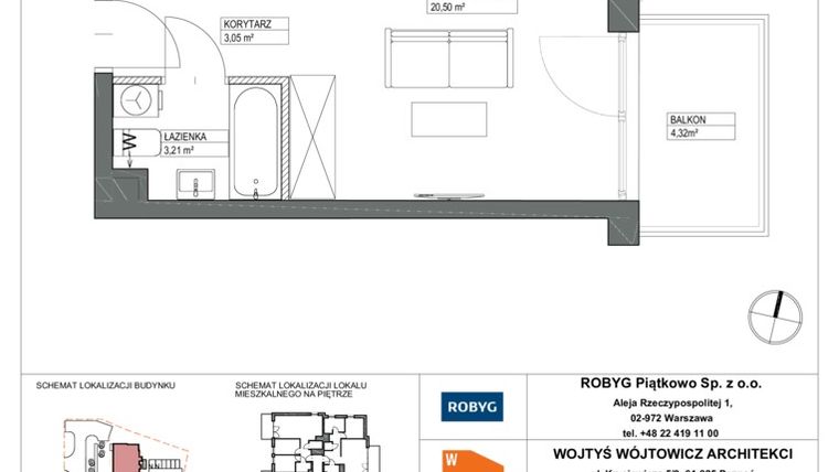 Rzut - Mieszkanie na sprzedaż 1 pokój o powierzchni 26,76 m² - numer A.5M11 w Początek Piątkowo