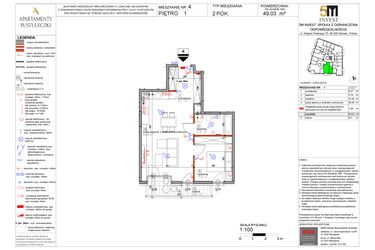 Rzut - Mieszkanie na sprzedaż 2 pokoje o powierzchni 47,94 m² - numer 4 w Apartamenty Pustułeczki
