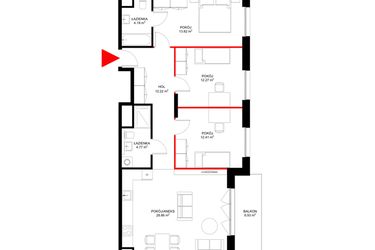 Rzut - Mieszkanie na sprzedaż 4 pokoje o powierzchni 87,93 m² - numer F.6.2 w INSPIRE ETAP V – bud. F, G