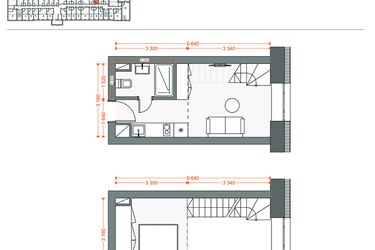 Rzut - Mieszkanie na sprzedaż 2 pokoje o powierzchni 30,41 m² - numer 46 w Legionów 102