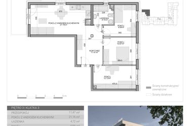 Rzut - Mieszkanie na sprzedaż 4 pokoje o powierzchni 69,43 m² - numer M-58 w Osiedle Radosne
