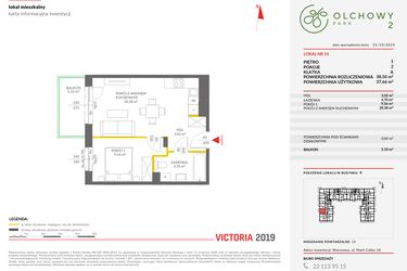 Rzut - Mieszkanie na sprzedaż 2 pokoje o powierzchni 38,5 m² - numer B.14 w Olchowy Park II