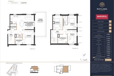 Rzut - Mieszkanie na sprzedaż 5 pokoi o powierzchni 117,36 m² - numer C5.M4 w Motława Garden