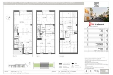 Rzut - Dom na sprzedaż 4 pokoje o powierzchni 86,95 m² - numer B.6 w Nova Wola Park