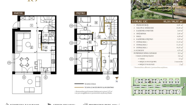 Rzut - Mieszkanie na sprzedaż 4 pokoje o powierzchni 90,35 m² - numer 12C w Lawinowa 18
