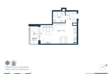 Rzut - Mieszkanie na sprzedaż 1 pokój o powierzchni 34,34 m² - numer 21.A2 w Nadmorska Darłowo