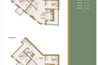 Rzut - Mieszkanie na sprzedaż 1 pokój o powierzchni 132 m² - numer M.52+72 w Skal