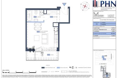 Rzut - Mieszkanie na sprzedaż 1 pokój o powierzchni 29,18 m² - numer 11 w Apartamenty Jana Pawła 34