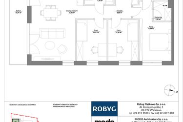 Rzut - Mieszkanie na sprzedaż 4 pokoje o powierzchni 86,22 m² - numer 1M04 w Piątkowo Residence