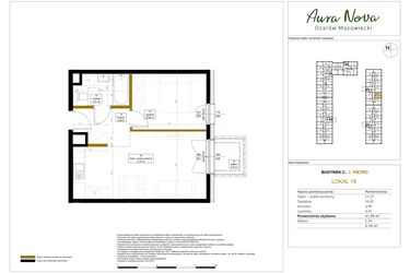 Rzut - Mieszkanie na sprzedaż 2 pokoje o powierzchni 41,5 m² - numer 19 w Aura Nova etap II