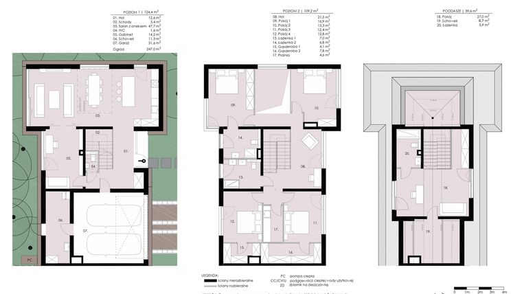 Rzut - Dom na sprzedaż 5 pokoi o powierzchni 273,2 m² - numer E2 w Wiedeńska Residence