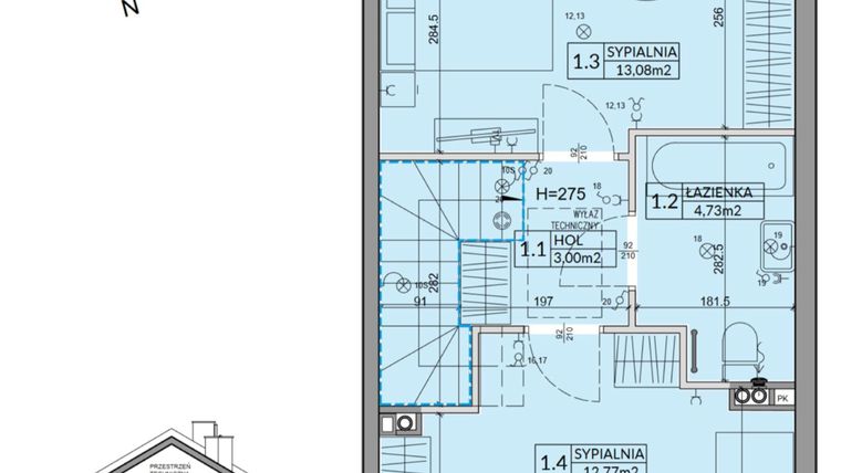 Rzut - Dom na sprzedaż 3 pokoje o powierzchni 72,53 m² - numer 74B w Nova Magdalenka 7 etap IX-XII
