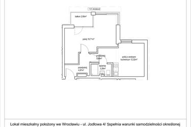 Rzut - Mieszkanie na sprzedaż 2 pokoje o powierzchni 43,84 m² - numer 4/5. w Apartamenty Nowy Targ