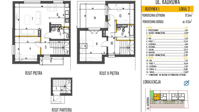 Rzut - Mieszkanie na sprzedaż 4 pokoje o powierzchni 97,54 m² - numer 4/2 w Osiedle Korona