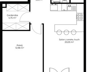 Rzut - Mieszkanie na sprzedaż 2 pokoje o powierzchni 48,65 m² - numer B4.5 w Enklawa Bukowa II
