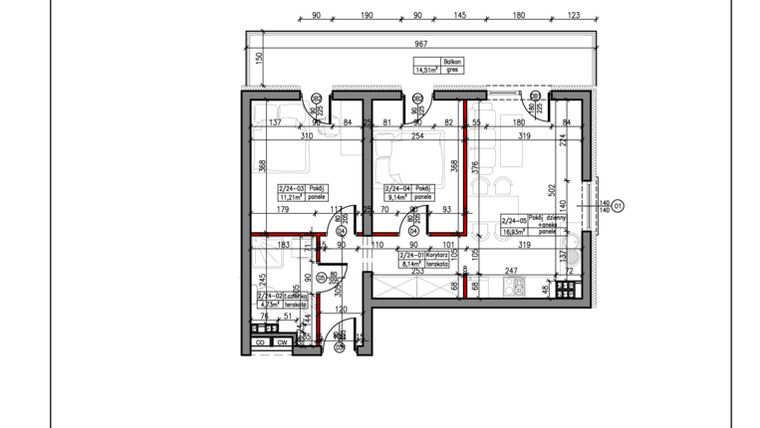 Rzut - Mieszkanie na sprzedaż 3 pokoje o powierzchni 50,15 m² - numer 24 w Janowska