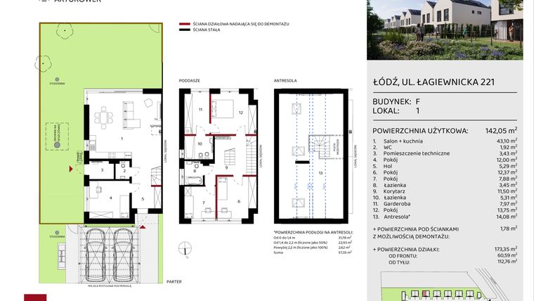 Rzut - Dom na sprzedaż 5 pokoi o powierzchni 142,05 m² - numer F1 w Enklawa Arturówek