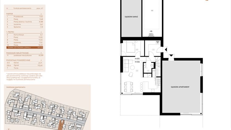Rzut - Dom na sprzedaż 5 pokoi o powierzchni 101,03 m² - numer A4 w Kosocicka Ambient