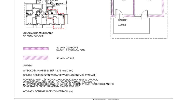 Rzut - Mieszkanie na sprzedaż 2 pokoje o powierzchni 45,25 m² - numer H2.9 w Apartamenty Słoneczne