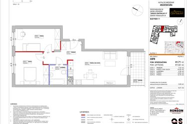 Rzut - Mieszkanie na sprzedaż 3 pokoje o powierzchni 61,54 m² - numer 11.C070 w Ursus Centralny etap V
