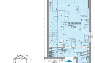 Rzut - Dom na sprzedaż 3 pokoje o powierzchni 68,42 m² - numer 41B w Osiedle Słoneczne etap IV