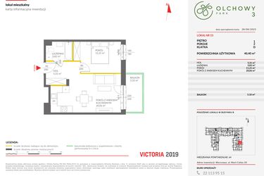 Rzut - Mieszkanie na sprzedaż 2 pokoje o powierzchni 40,4 m² - numer 53 w Olchowy Park III