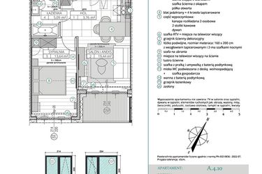 Rzut - Mieszkanie na sprzedaż 2 pokoje o powierzchni 41,93 m² - numer A.4.10 w Remedium