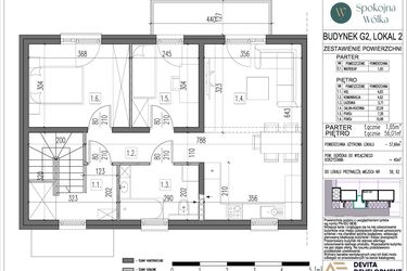 Rzut - Mieszkanie na sprzedaż 3 pokoje o powierzchni 57,66 m² - numer G2.2 w Spokojna Wólka etap V
