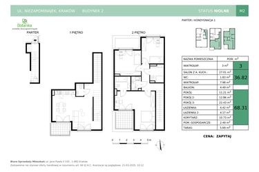 Rzut - Mieszkanie na sprzedaż 4 pokoje o powierzchni 108,13 m² - numer 2-M2 w Osiedle Niezapominajek