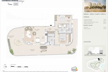Rzut - Mieszkanie na sprzedaż 2 pokoje o powierzchni 131,37 m² - numer P1P1A w Termica Beach