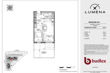 Rzut - Mieszkanie na sprzedaż 2 pokoje o powierzchni 40,04 m² - numer C1.02 w Lumena