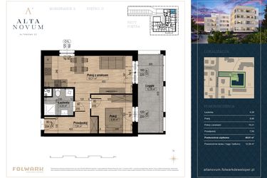 Rzut - Mieszkanie na sprzedaż 2 pokoje o powierzchni 40,01 m² - numer 2 w Alta Novum