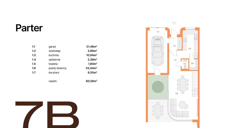 Rzut - Dom na sprzedaż 5 pokoi o powierzchni 174,19 m² - numer 7B w BIEGASA