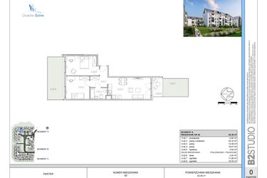 Rzut - Mieszkanie na sprzedaż 3 pokoje o powierzchni 62,38 m² - numer 42 w Osiedle Solne etap II